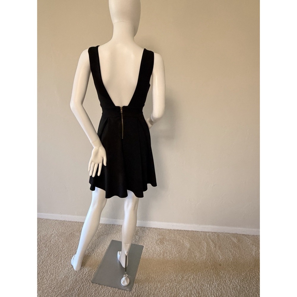 Haute Monde Black Knit Fit & Flare Mini Sleeveless V-Neck Pleated Zip Dress S - Picture 7 of 16